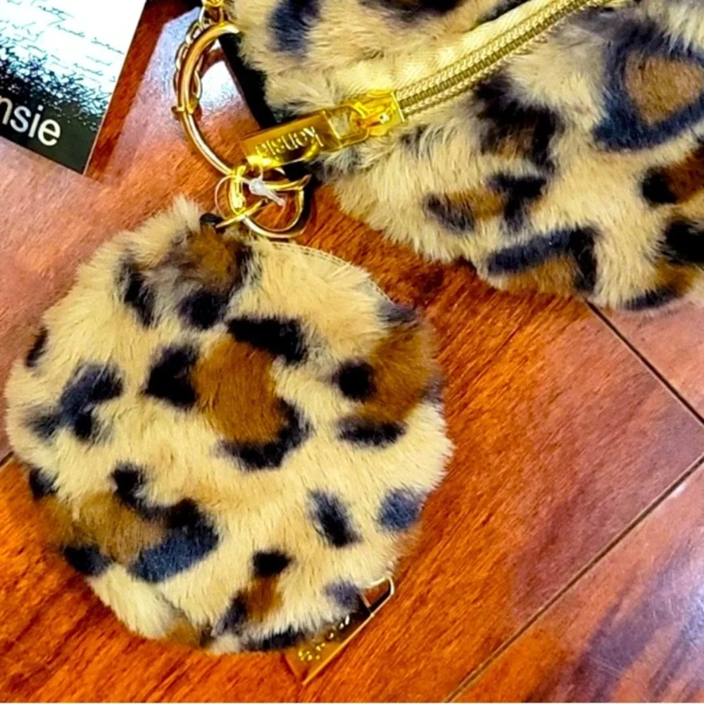 BELT BAG: Leopard Faux Fur Crossbody w/Small Detachable Change Purse, NWT